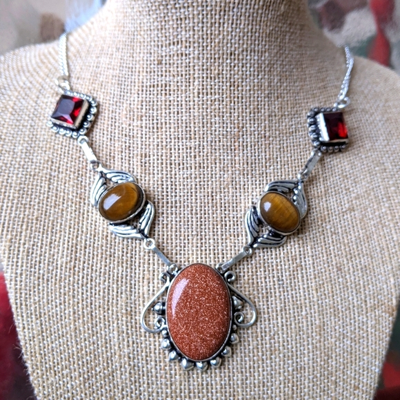 Sterling Gemstone Sitara Goldstone Necklace